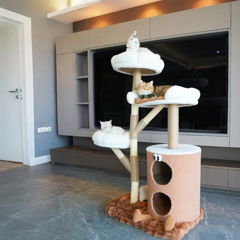 Customized Large Cat Tree Luxury Multi-Layer Cat Climbing Frame with Sisal Classic Style Pet Supplies