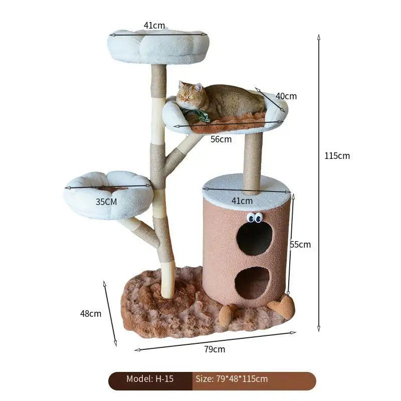 Customized Large Cat Tree Luxury Multi-Layer Cat Climbing Frame with Sisal Classic Style Pet Supplies