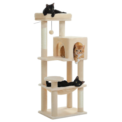 Luxurious Cat Tree Tower with Natural Scratching Posts,Cozy Condo&Hammock,Cat Scratching Board,Cat Toys for Multi-Cat households
