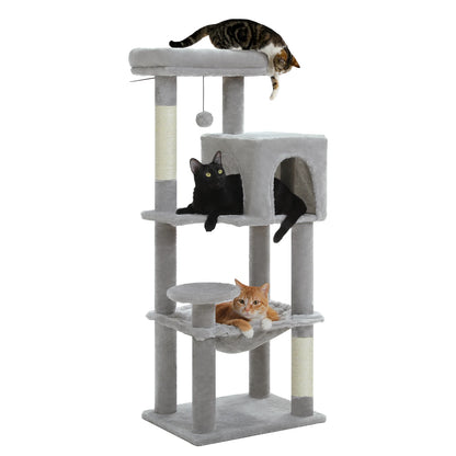 Luxurious Cat Tree Tower with Natural Scratching Posts,Cozy Condo&Hammock,Cat Scratching Board,Cat Toys for Multi-Cat households
