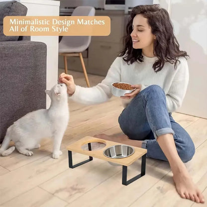 Elevated Pet Bowls Raised Cat Bowl With Stainless Steel & 15° Tilted Design Anti Vomiting Non-Slip Feeder For All Cats And Puppy