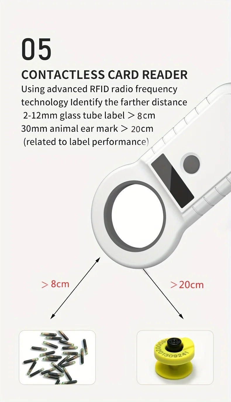 Bluetooth/USB Animal Tag Reader RFID Reader Ear Tag Reader Pet Chip Scanner Pet Microchip Reader for Dog Cat Cow Sheep