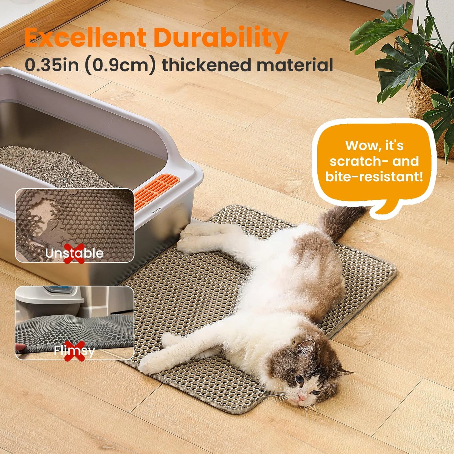 1Pc Large Size Cat Litter Mat-Advanced Honeycomb Double Layer Design,Urine Waterproof,Easy Cleaning,Scatter Control,Stay Clean