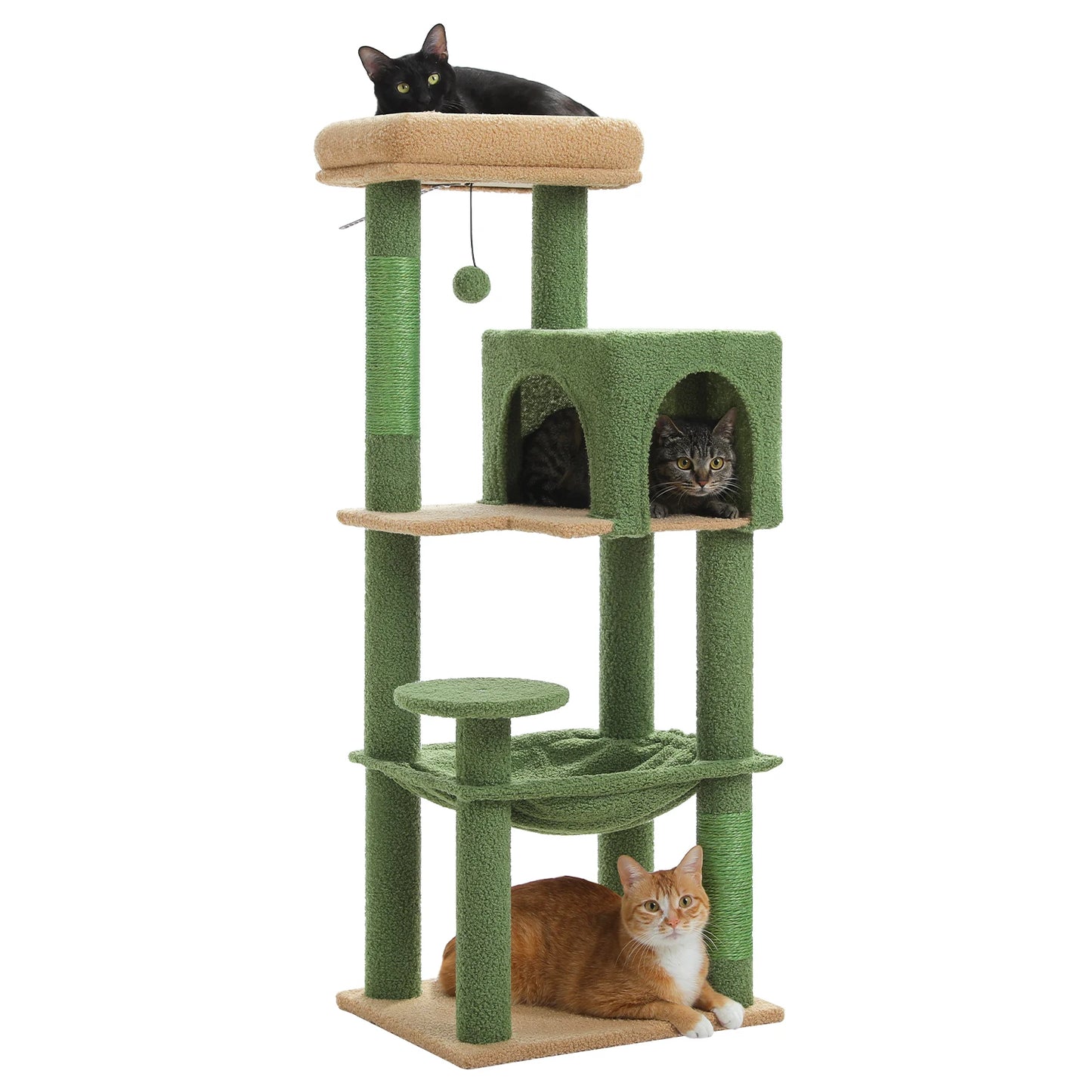 Luxurious Cat Tree Tower with Natural Scratching Posts,Cozy Condo&Hammock,Cat Scratching Board,Cat Toys for Multi-Cat households
