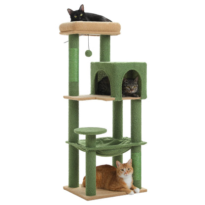 Luxurious Cat Tree Tower with Natural Scratching Posts,Cozy Condo&Hammock,Cat Scratching Board,Cat Toys for Multi-Cat households