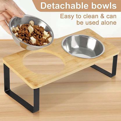 Elevated Pet Bowls Raised Cat Bowl With Stainless Steel & 15° Tilted Design Anti Vomiting Non-Slip Feeder For All Cats And Puppy