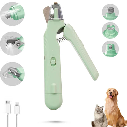 2-in-1 pet nail clippers with LED light Stainless steel cat and dog nail clippers and grinder in one Silent nail grinder