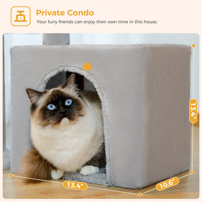 Cat tree Cat Tower for Indoor Cats 2 Styles Cat Activity Tree with Cat Scratching Posts Big Hammock and Removable Top Perch Grey