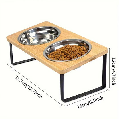 Elevated Pet Bowls Raised Cat Bowl With Stainless Steel & 15° Tilted Design Anti Vomiting Non-Slip Feeder For All Cats And Puppy