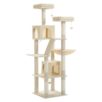 Luxurious Cat Tree Tower with Natural Scratching Posts,Cozy Condo&Hammock,Cat Scratching Board,Cat Toys for Multi-Cat households