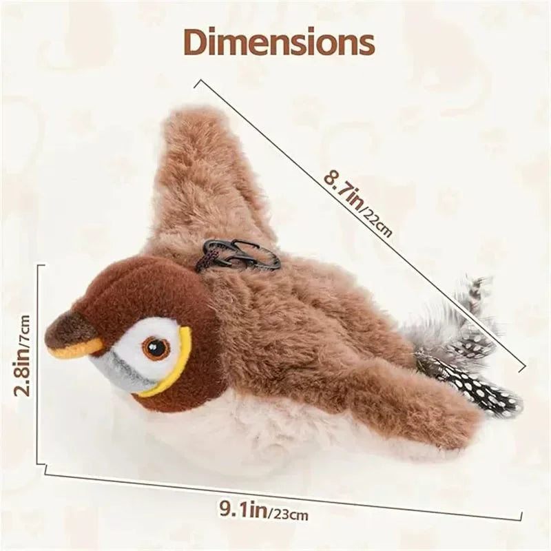 Hot Rechargeable Interactive Simulated Bird Cat Toy Touch Activated Chirping Flapping No Flying Plush Pet Toy for Cats Dogs
