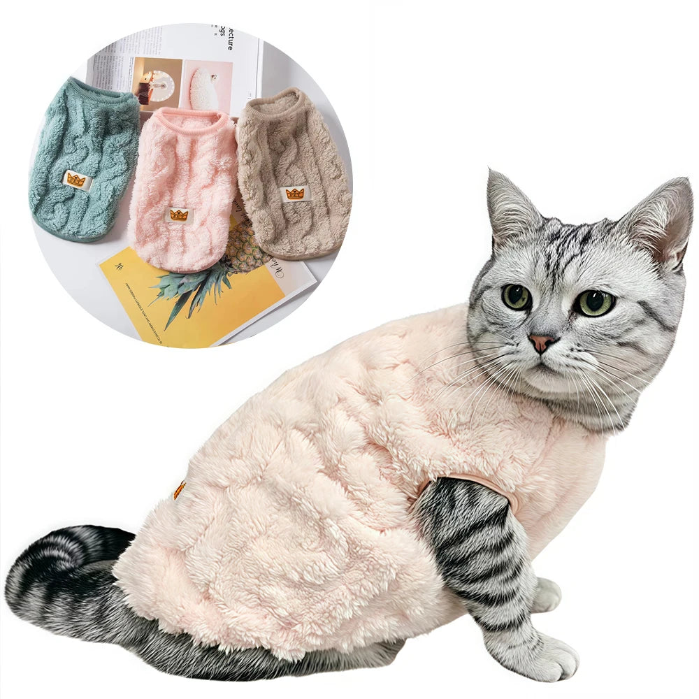 Soft Cozy Cat Clothes Autumn Winter Warm Fleece Sweatshirt for Small Dogs Puppy Kitten Jacket Coat Pet Sphynx Costume Sweater