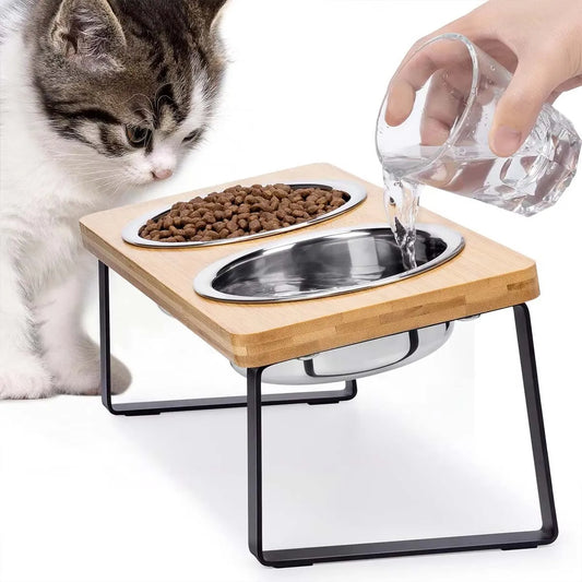 Elevated Pet Bowls Raised Cat Bowl With Stainless Steel & 15° Tilted Design Anti Vomiting Non-Slip Feeder For All Cats And Puppy