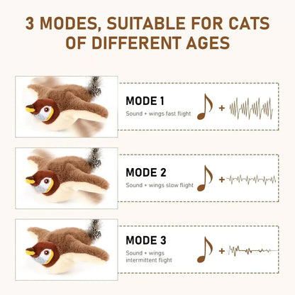 Hot Rechargeable Interactive Simulated Bird Cat Toy Touch Activated Chirping Flapping No Flying Plush Pet Toy for Cats Dogs