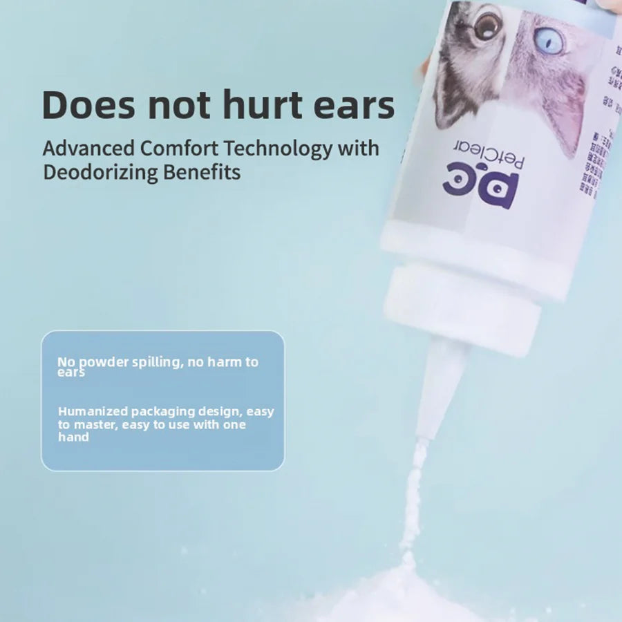 PETCLEAR Cat Dog Ear Powder Painless Ear Hair Removal Powder for Pets Easy to Remove Ear Hair Pets Cleaning Tools 30g