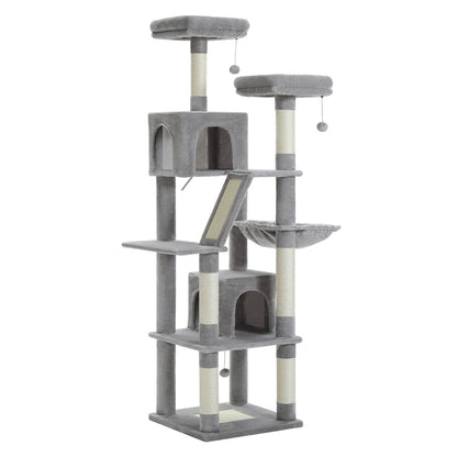 Luxurious Cat Tree Tower with Natural Scratching Posts,Cozy Condo&Hammock,Cat Scratching Board,Cat Toys for Multi-Cat households