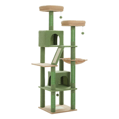 Luxurious Cat Tree Tower with Natural Scratching Posts,Cozy Condo&Hammock,Cat Scratching Board,Cat Toys for Multi-Cat households
