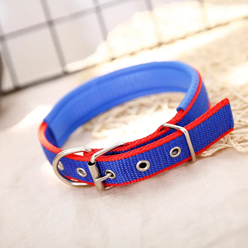 Durable Padded Puppy Big Dog Collars for Small Large Dogs Adjustable Nylon Collar Pet Accessories Greyhound Wheeling Supplies