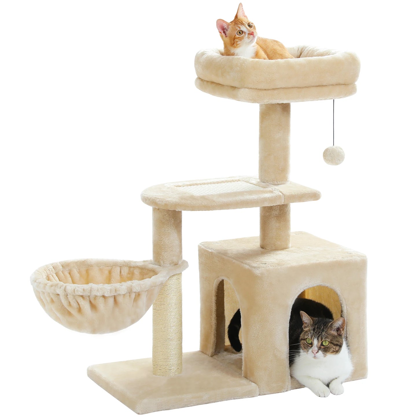 Cat tree Cat Tower for Indoor Cats 2 Styles Cat Activity Tree with Cat Scratching Posts Big Hammock and Removable Top Perch Grey