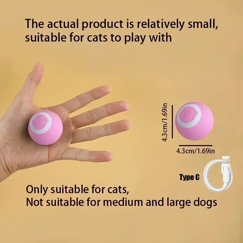 Interactive Rolling Cat Ball, Dog Toys Indoor, 360° Smart Automatic Rolling Ball Faux Tail Rechargeable Electric Pet Toy Teaser