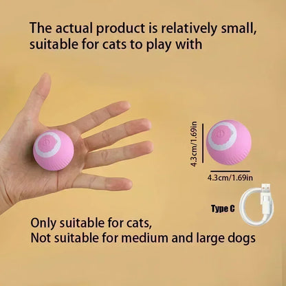 Interactive Rolling Cat Ball, Dog Toys Indoor, 360° Smart Automatic Rolling Ball Faux Tail Rechargeable Electric Pet Toy Teaser
