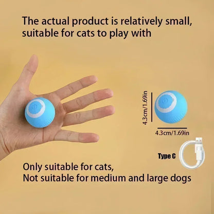 Interactive Rolling Cat Ball, Dog Toys Indoor, 360° Smart Automatic Rolling Ball Faux Tail Rechargeable Electric Pet Toy Teaser