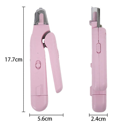 2-in-1 pet nail clippers with LED light Stainless steel cat and dog nail clippers and grinder in one Silent nail grinder
