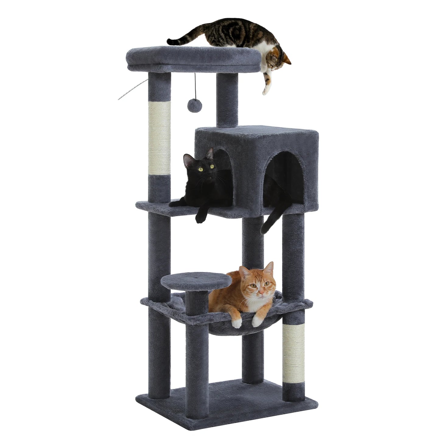 Luxurious Cat Tree Tower with Natural Scratching Posts,Cozy Condo&Hammock,Cat Scratching Board,Cat Toys for Multi-Cat households