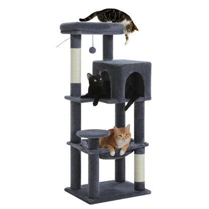Luxurious Cat Tree Tower with Natural Scratching Posts,Cozy Condo&Hammock,Cat Scratching Board,Cat Toys for Multi-Cat households