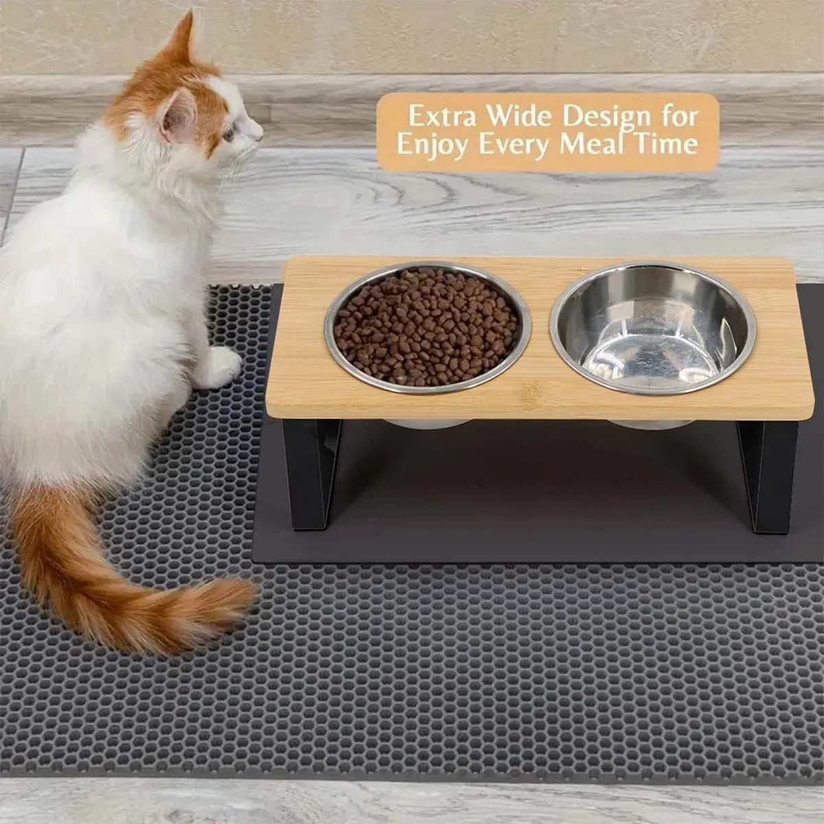 Elevated Pet Bowls Raised Cat Bowl With Stainless Steel & 15° Tilted Design Anti Vomiting Non-Slip Feeder For All Cats And Puppy