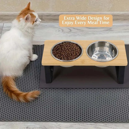 Elevated Pet Bowls Raised Cat Bowl With Stainless Steel & 15° Tilted Design Anti Vomiting Non-Slip Feeder For All Cats And Puppy