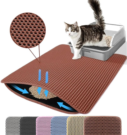 1Pc Large Size Cat Litter Mat-Advanced Honeycomb Double Layer Design,Urine Waterproof,Easy Cleaning,Scatter Control,Stay Clean