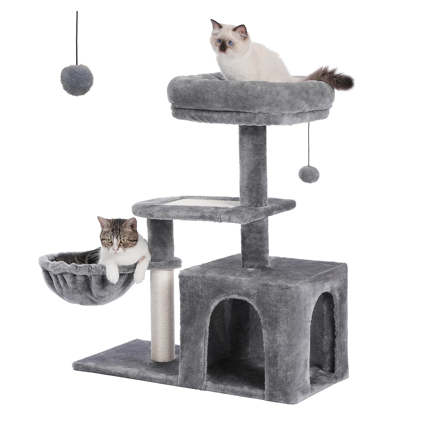 Cat tree Cat Tower for Indoor Cats 2 Styles Cat Activity Tree with Cat Scratching Posts Big Hammock and Removable Top Perch Grey