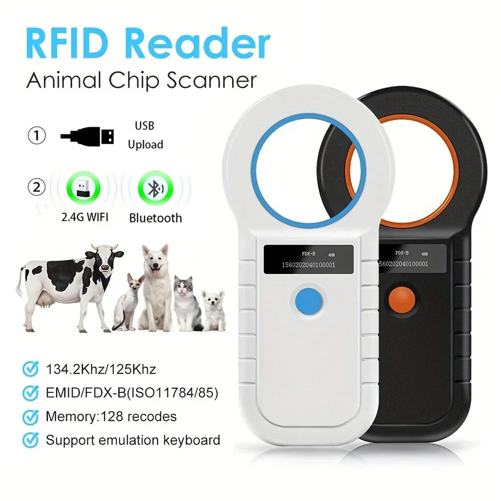 Bluetooth/USB Animal Tag Reader RFID Reader Ear Tag Reader Pet Chip Scanner Pet Microchip Reader for Dog Cat Cow Sheep