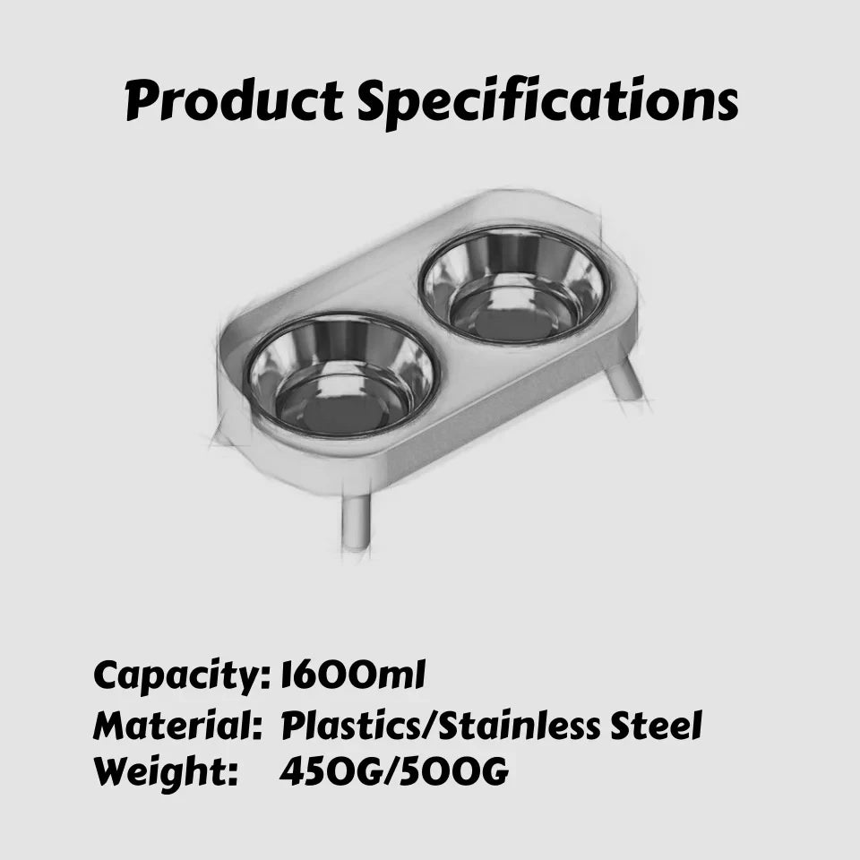 Dopamine Colorful Elevated Pet Feeder: Dual Stainless Steel Bowls with Neck Support - Fashion Food & Water Station for Pets