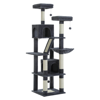 Luxurious Cat Tree Tower with Natural Scratching Posts,Cozy Condo&Hammock,Cat Scratching Board,Cat Toys for Multi-Cat households