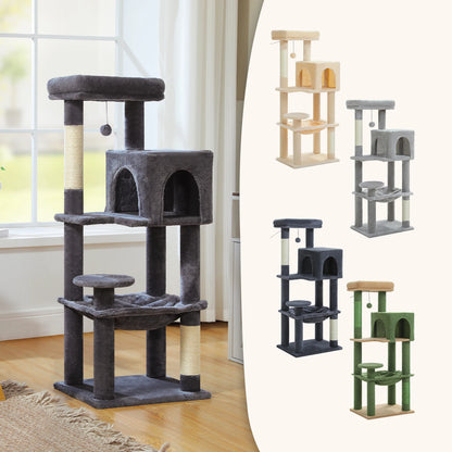 Luxurious Cat Tree Tower with Natural Scratching Posts,Cozy Condo&Hammock,Cat Scratching Board,Cat Toys for Multi-Cat households