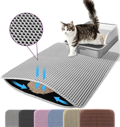 1Pc Large Size Cat Litter Mat-Advanced Honeycomb Double Layer Design,Urine Waterproof,Easy Cleaning,Scatter Control,Stay Clean